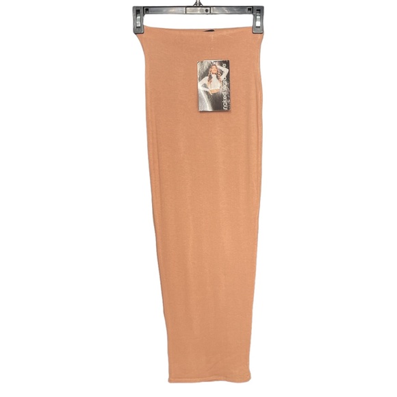 NAKED WARDROBE Hourglass Midi Skirt XS - Tan - NWT - Picture 2 of 2